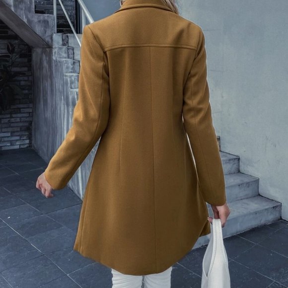double breasted overcoat pea coat baby blue pastel long line - Picture 13 of 16
